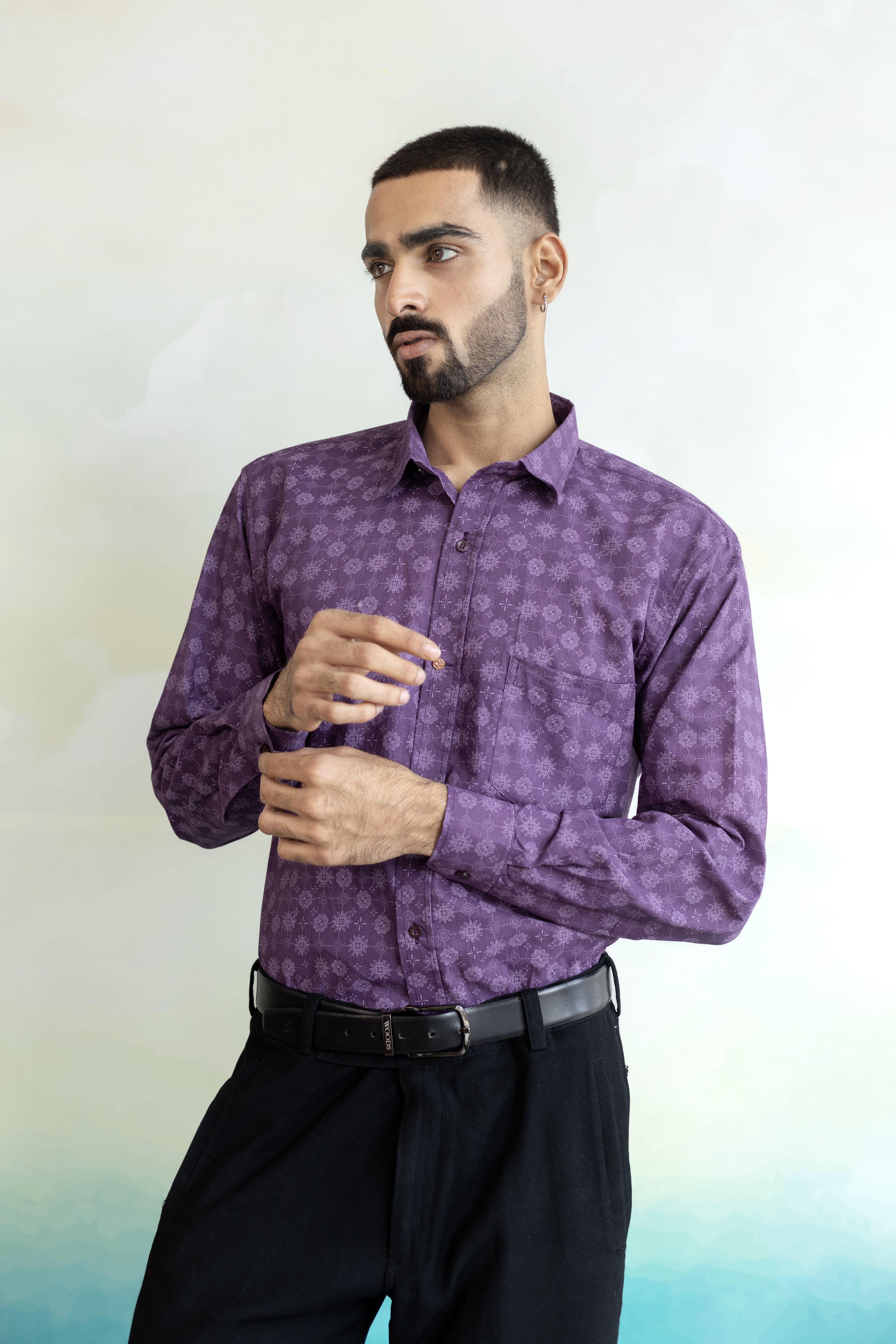 Purple Royale Printed Shirt in Cotton
